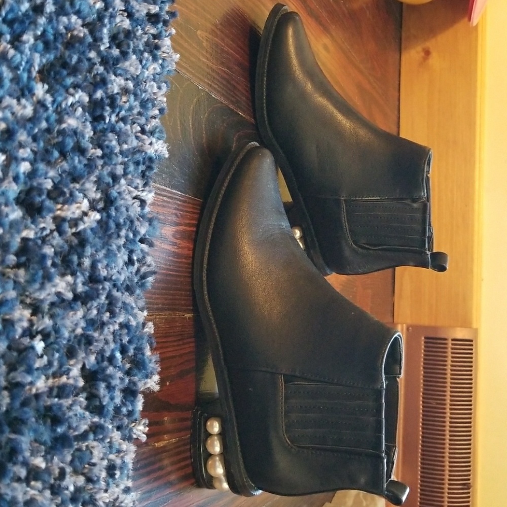 Catherine Malandrino black ankle boots with pearls